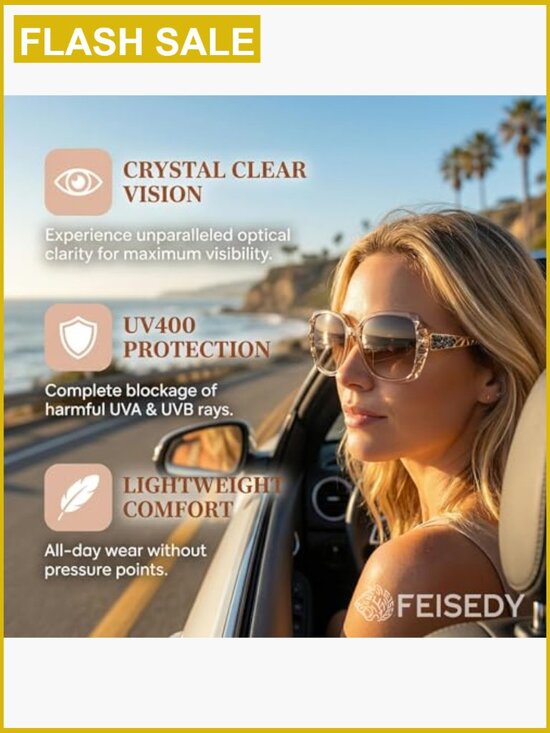 Polarized Square Sunglasses, Sparkling Composite Frame, UV400 Protection main image 4